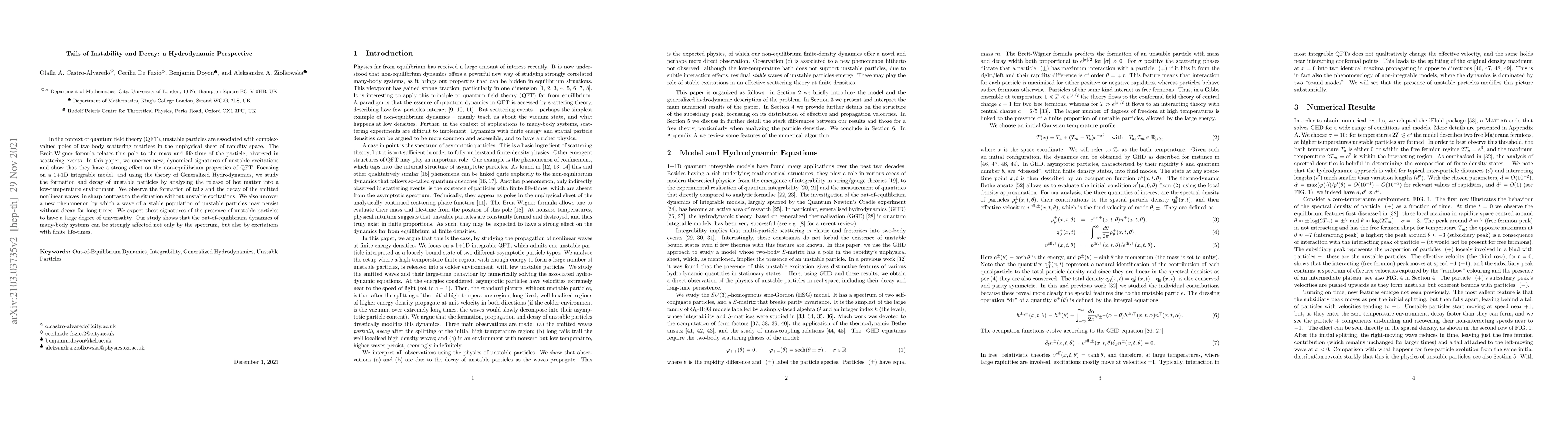 Thumbnail for Tails of Instability and Decay: a Hydrodynamic Perspective
