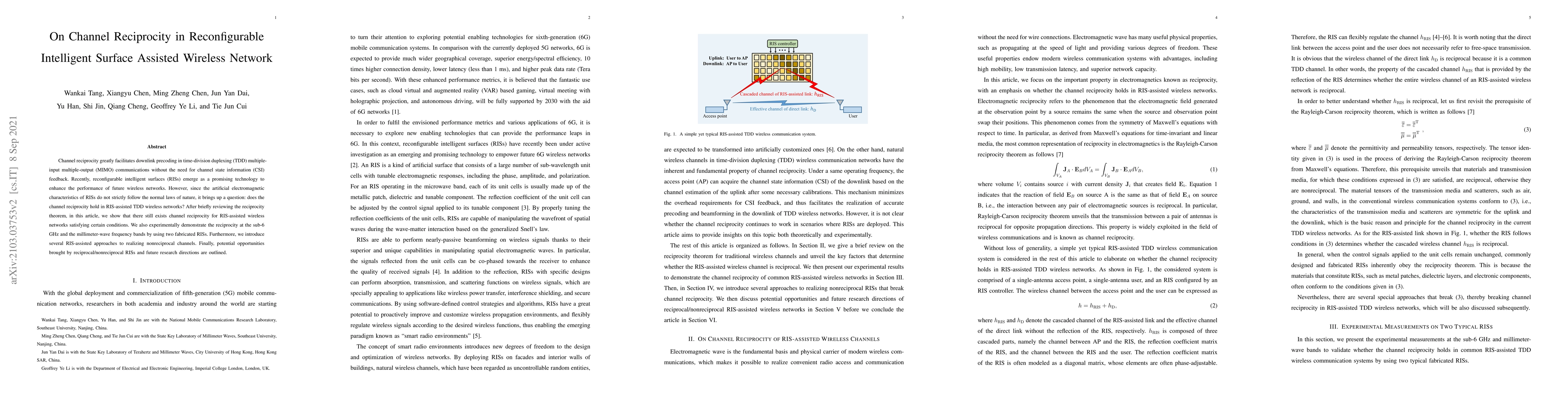 Thumbnail for On Channel Reciprocity in Reconfigurable Intelligent Surface Assisted
  Wireless Network