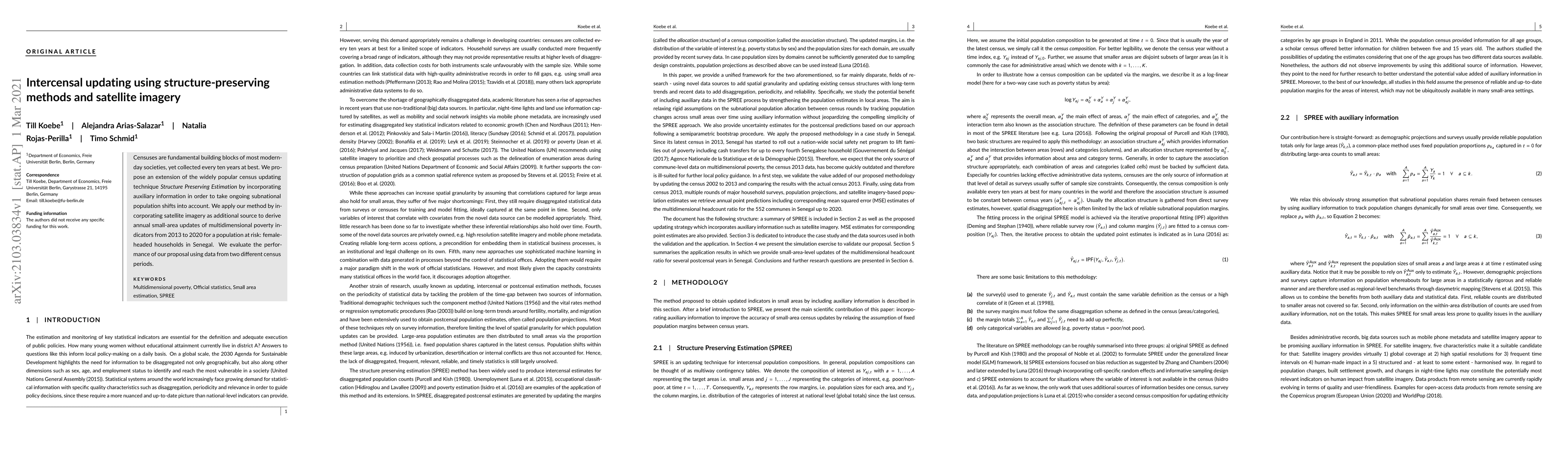Thumbnail for Intercensal updating using structure-preserving methods and satellite
  imagery