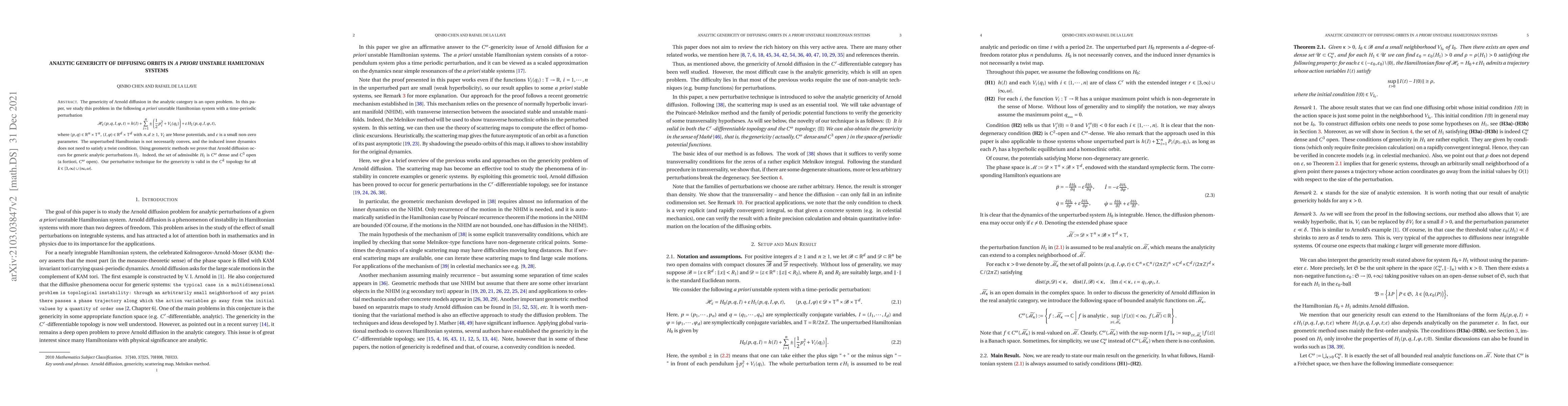 Thumbnail for Analytic genericity of diffusing orbits in a priori unstable Hamiltonian
  systems