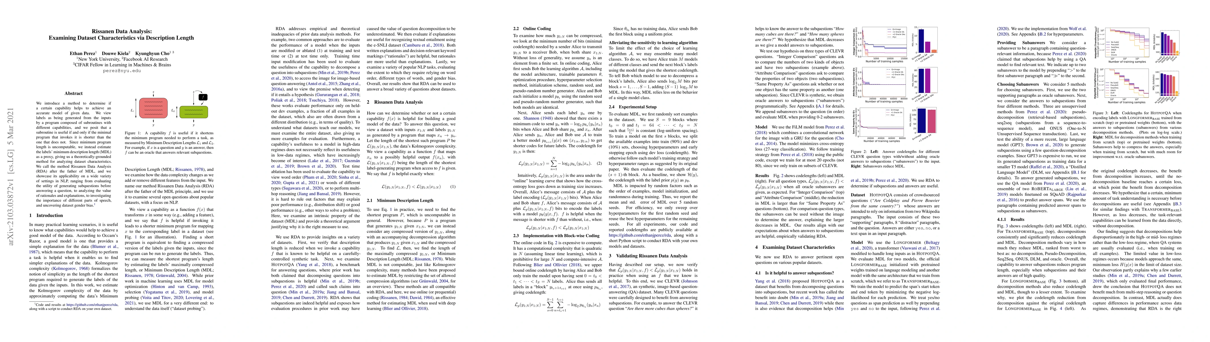 Thumbnail for Rissanen Data Analysis: Examining Dataset Characteristics via
  Description Length