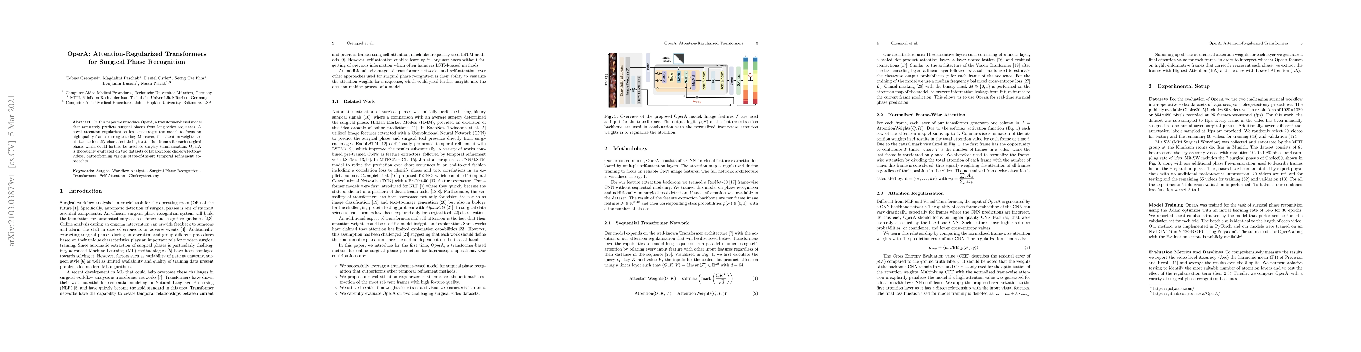 Thumbnail for OperA: Attention-Regularized Transformers for Surgical Phase Recognition