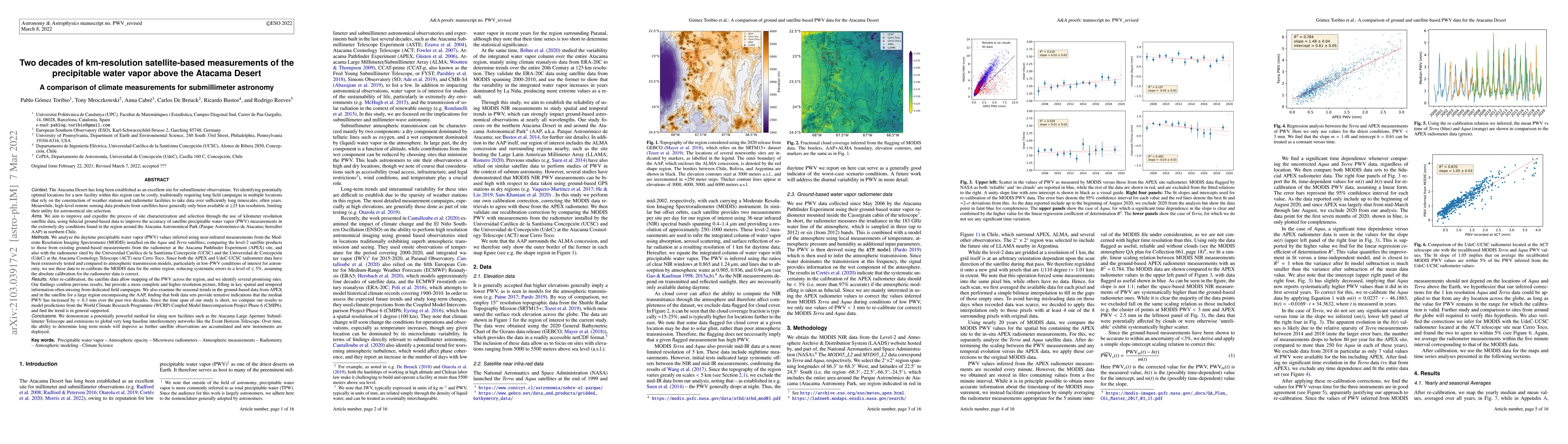 Thumbnail for Two decades of km-resolution satellite-based measurements of the
  precipitable water vapor above the Atacama Desert