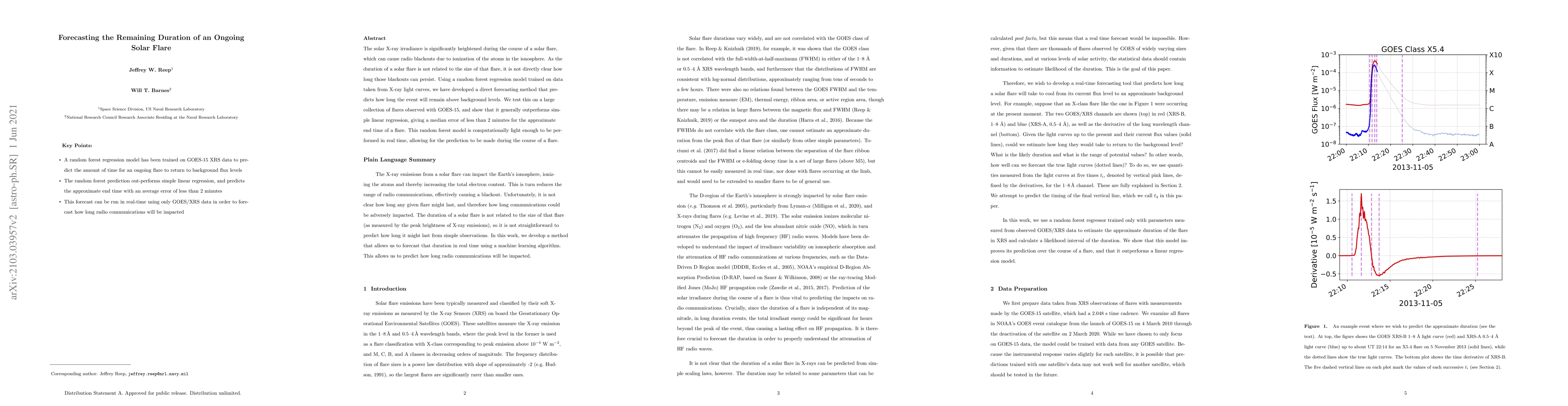 Thumbnail for Forecasting the Remaining Duration of an Ongoing Solar Flare
