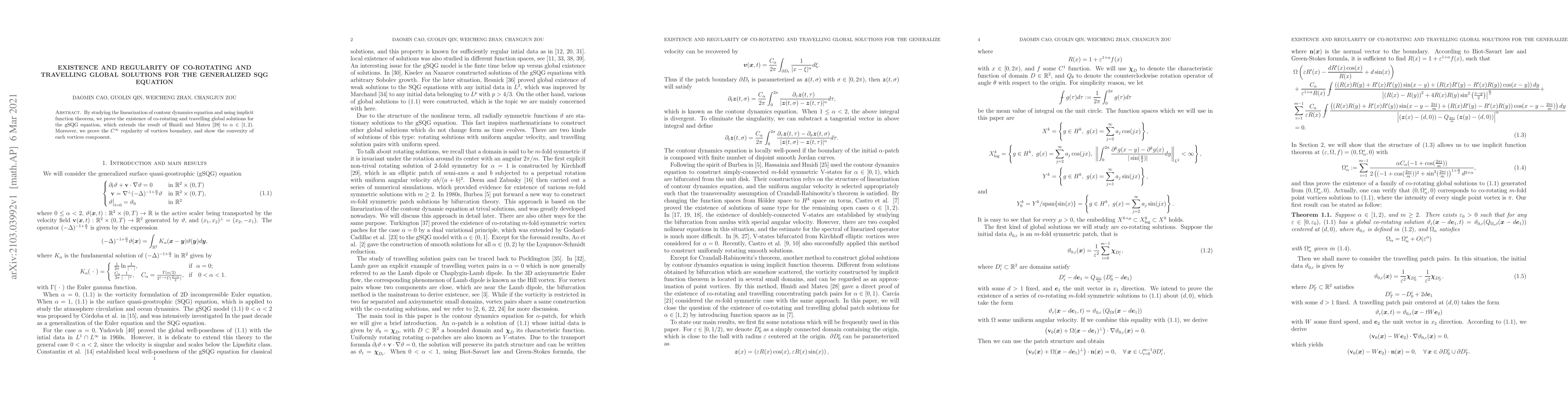Thumbnail for Existence and regularity of co-rotating and travelling global solutions
  for the generalized SQG equation