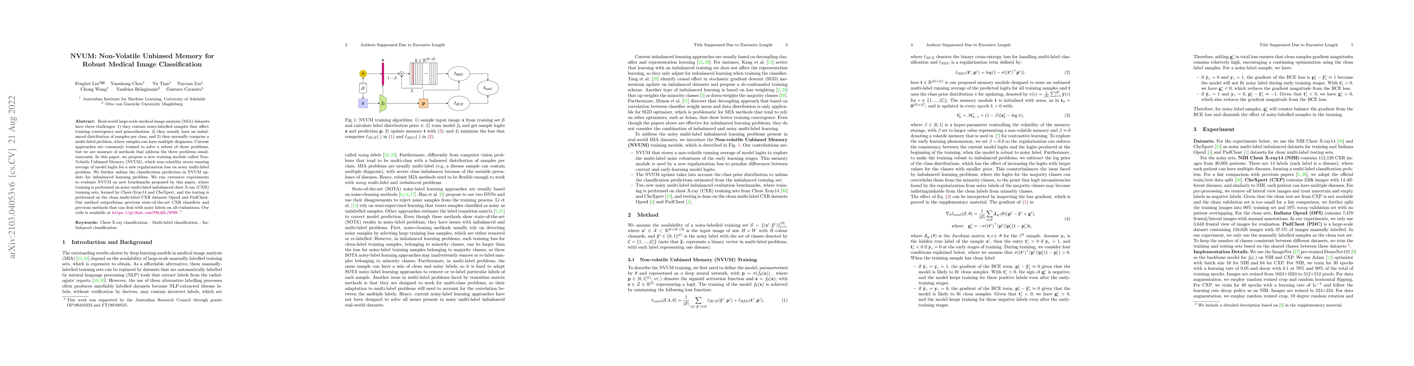 Thumbnail for NVUM: Non-Volatile Unbiased Memory for Robust Medical Image
  Classification