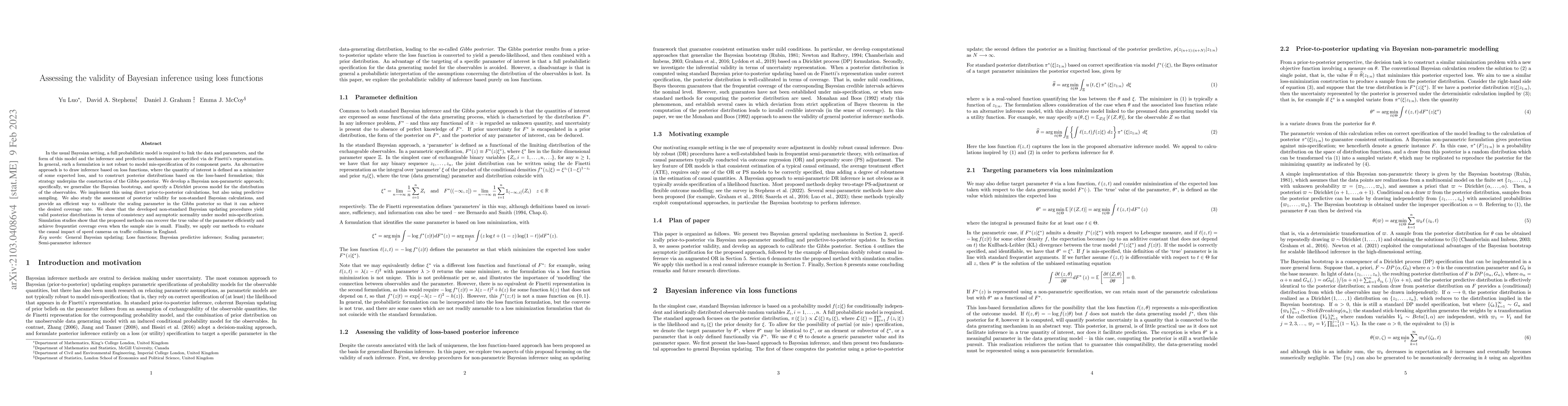 Thumbnail for Assessing the validity of Bayesian inference using loss functions