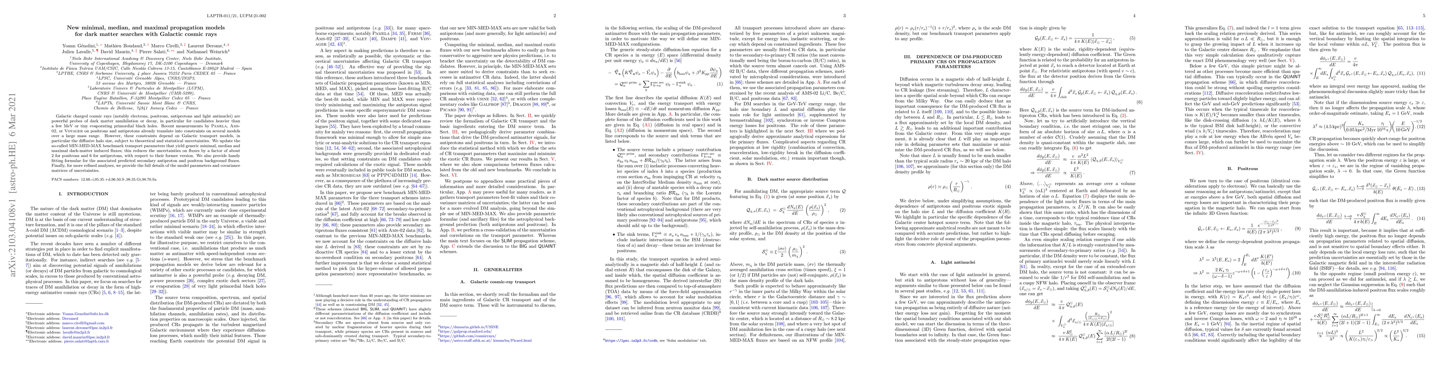 Thumbnail for New minimal, median, and maximal propagation models for dark matter
  searches with Galactic cosmic rays