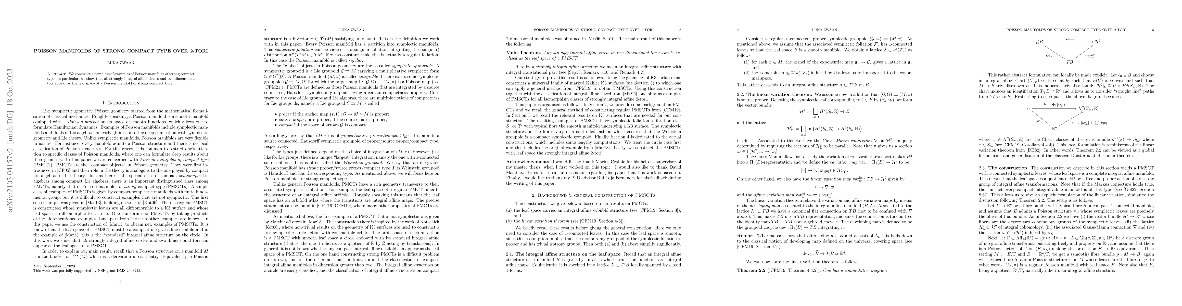 Thumbnail for Poisson manifolds of strong compact type over 2-tori