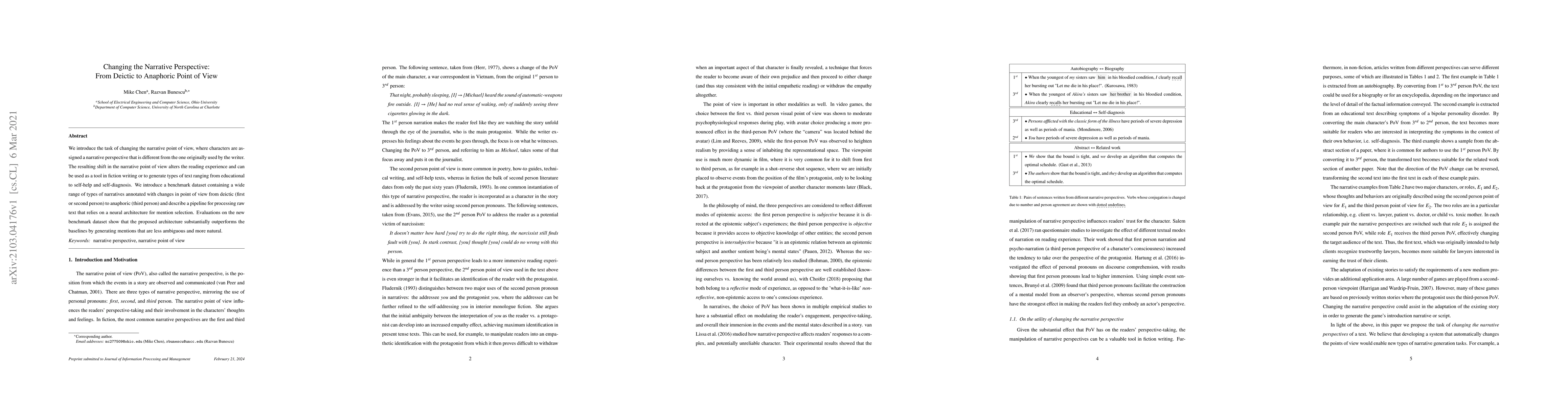 Thumbnail for Changing the Narrative Perspective: From Deictic to Anaphoric Point of
  View