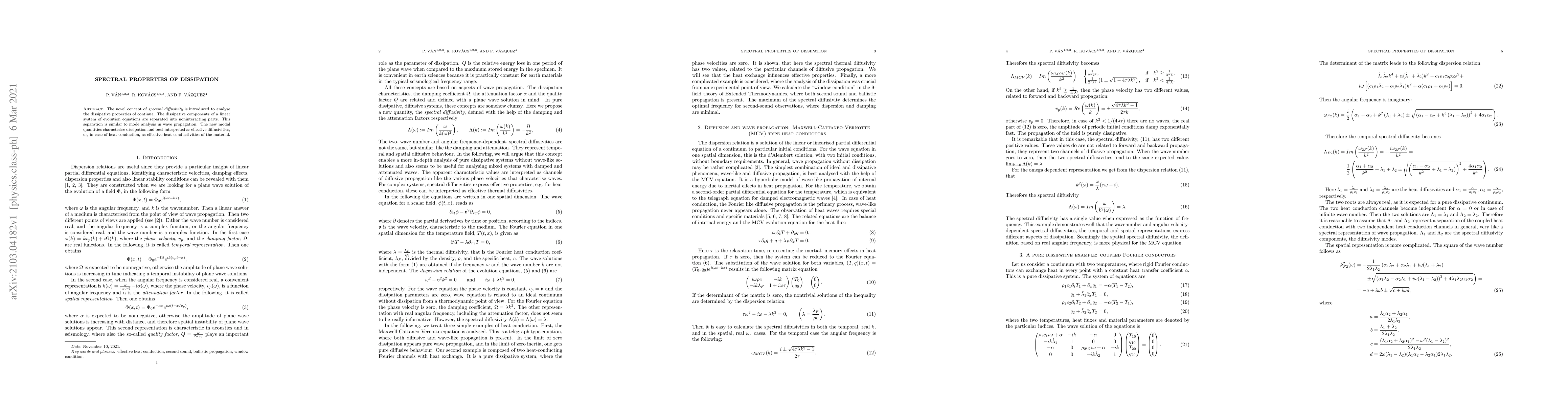 Thumbnail for Spectral properties of dissipation