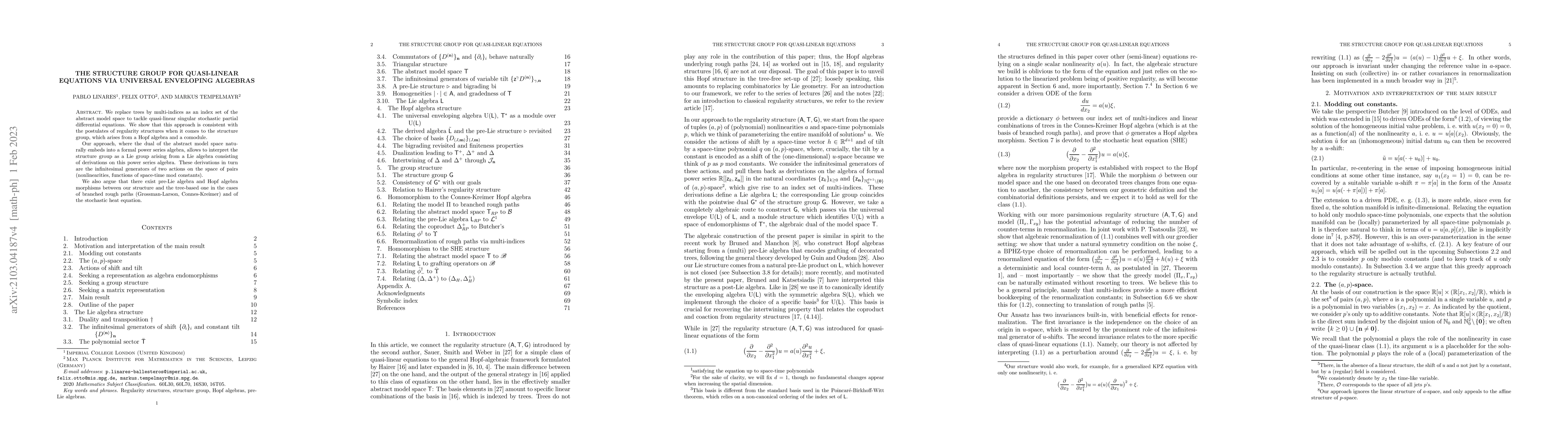 Thumbnail for The structure group for quasi-linear equations via universal enveloping
  algebras