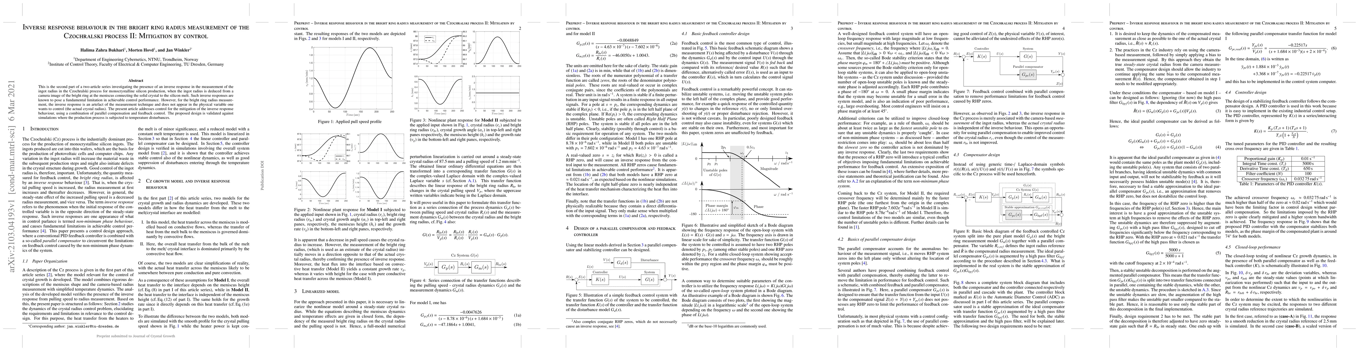 Thumbnail for Inverse response behaviour in the bright ring radius measurement of the
  Czochralski process II: Mitigation by control
