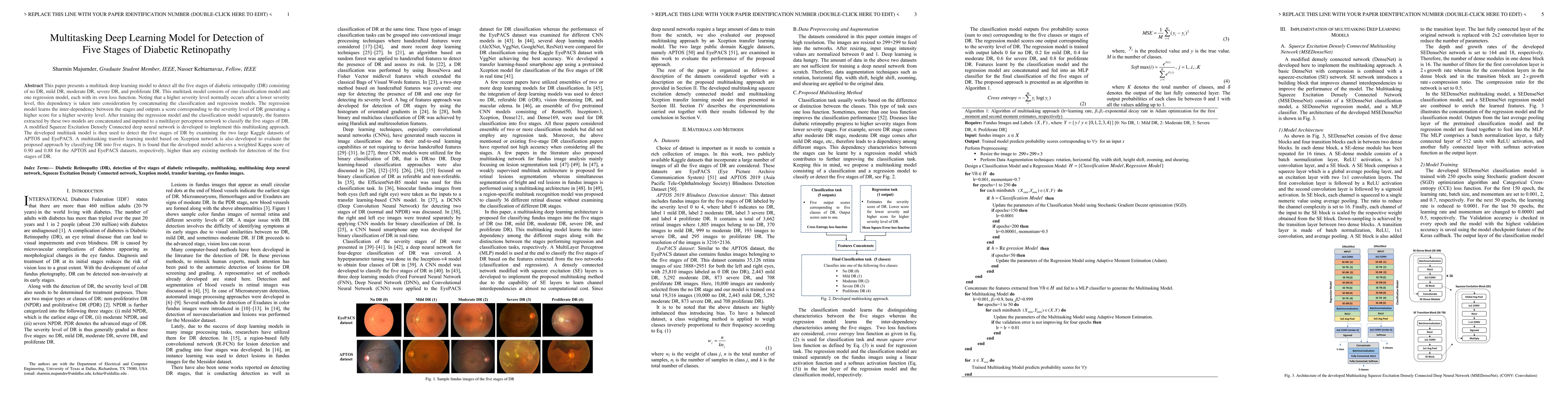 Thumbnail for Multitasking Deep Learning Model for Detection of Five Stages of
  Diabetic Retinopathy