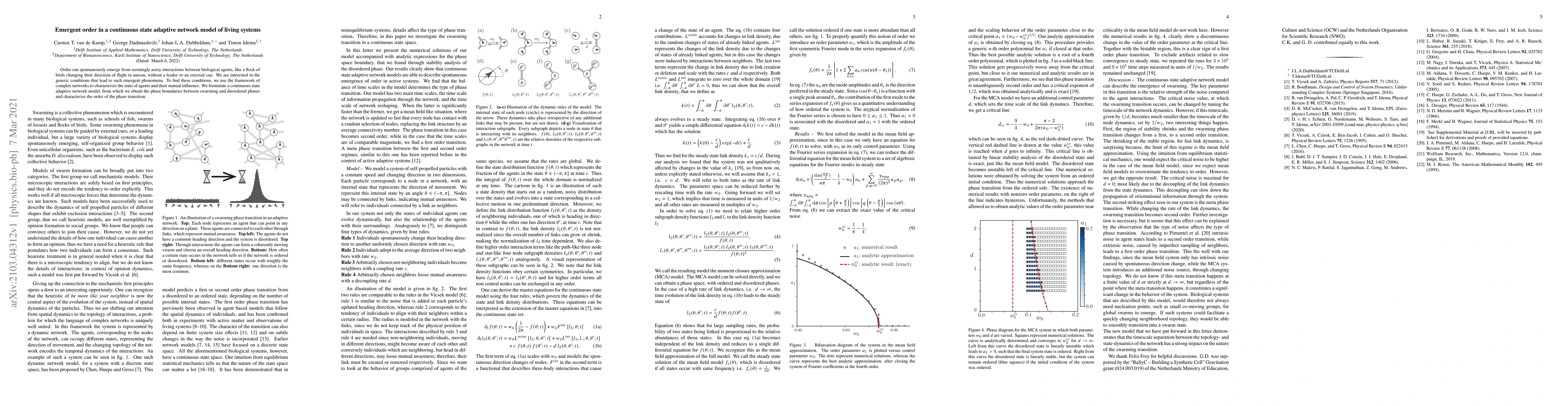 Thumbnail for Emergent order in a continuous state adaptive network model of living
  systems