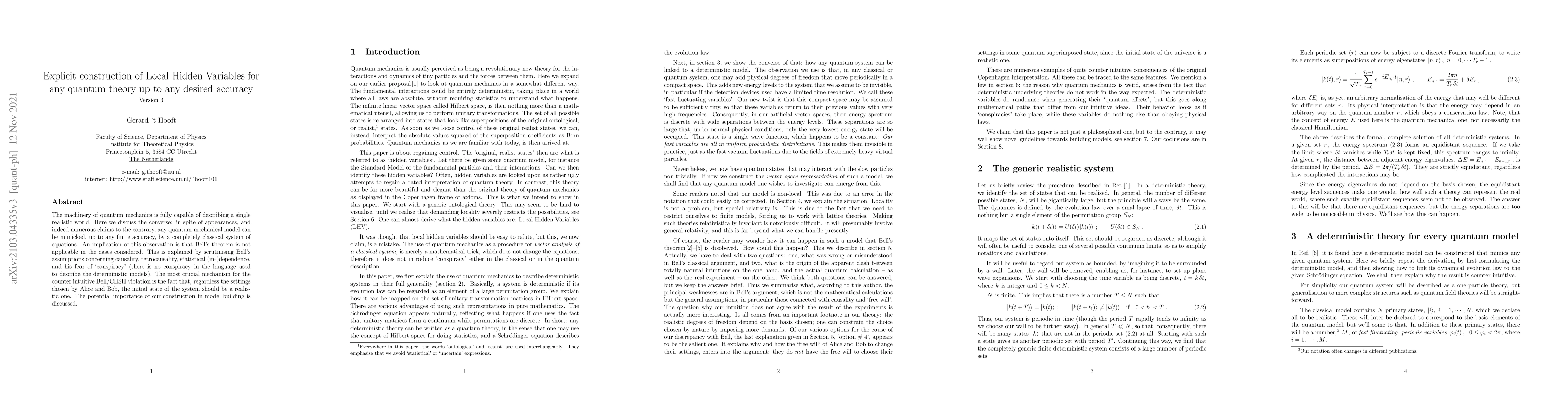 Thumbnail for Explicit construction of Local Hidden Variables for any quantum theory
  up to any desired accuracy