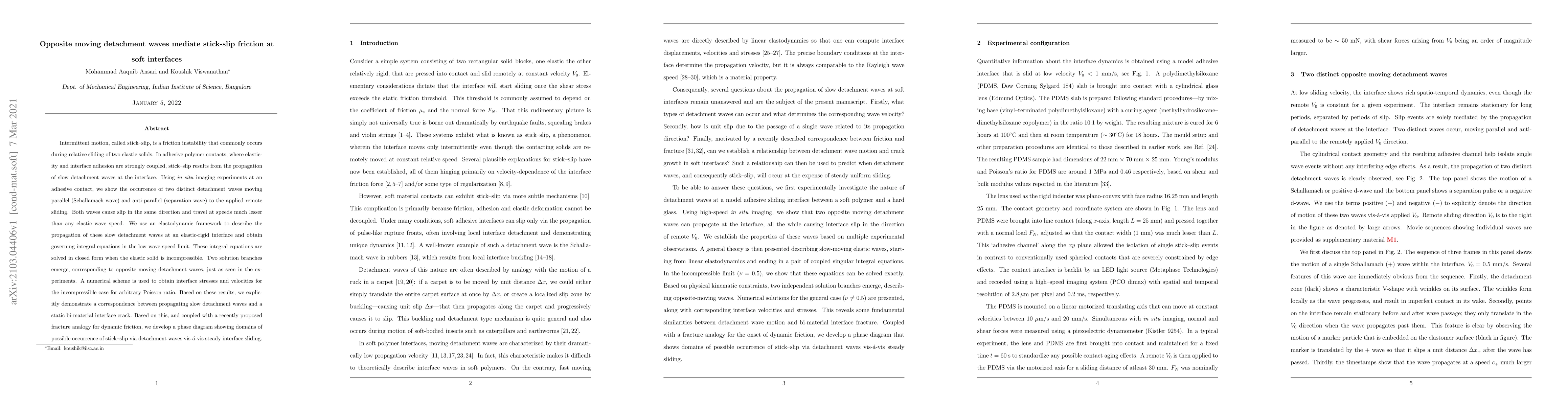 Thumbnail for Opposite moving detachment waves mediate stick-slip friction at soft
  interfaces
