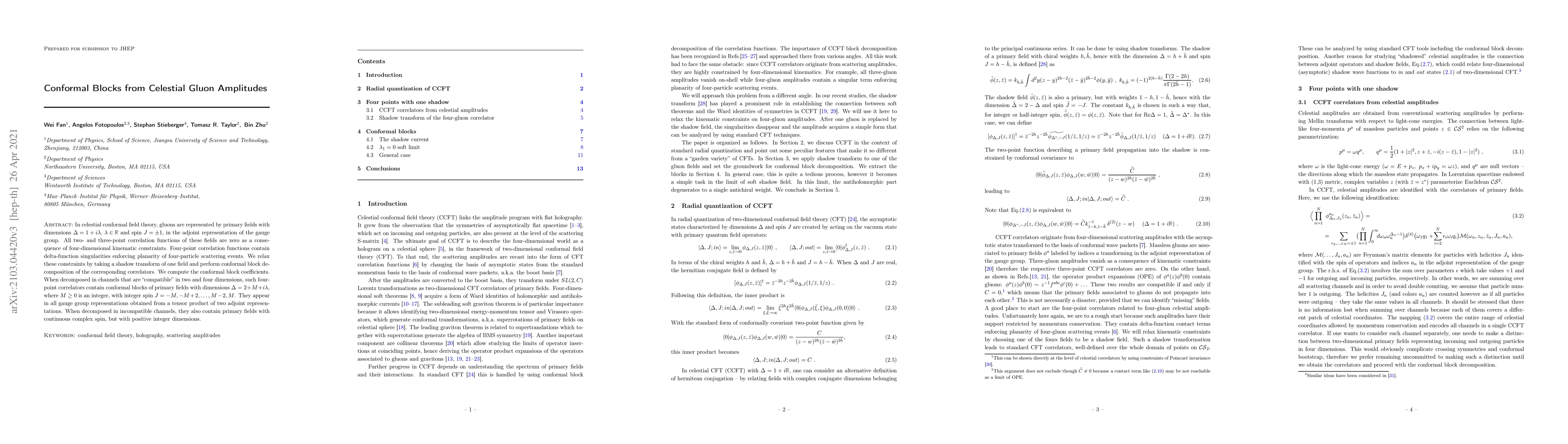 Thumbnail for Conformal Blocks from Celestial Gluon Amplitudes