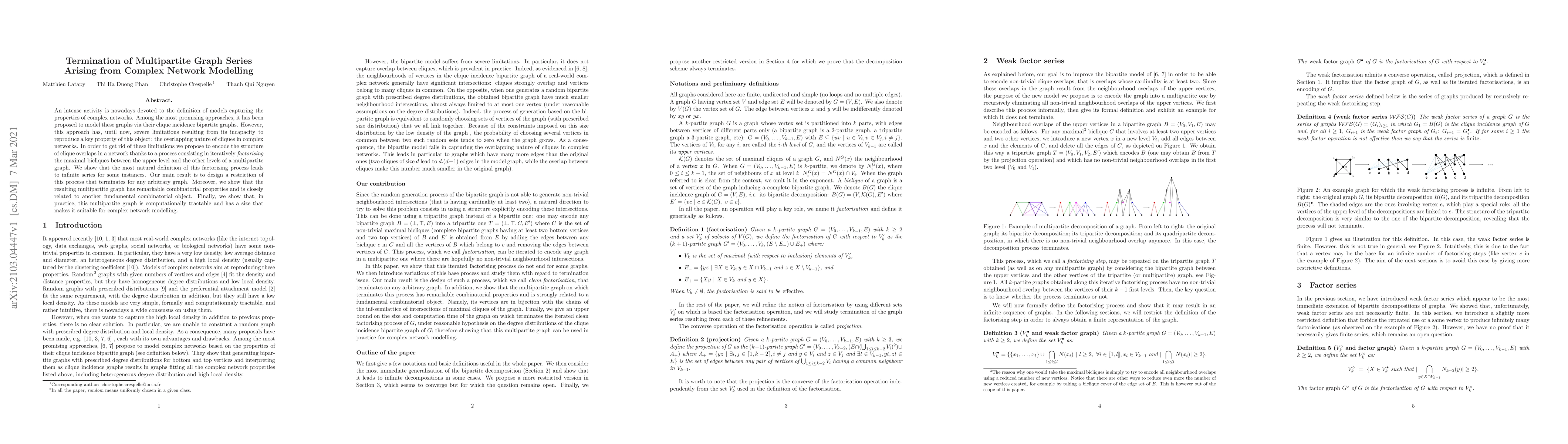 Thumbnail for Termination of Multipartite Graph Series Arising from Complex Network
  Modelling