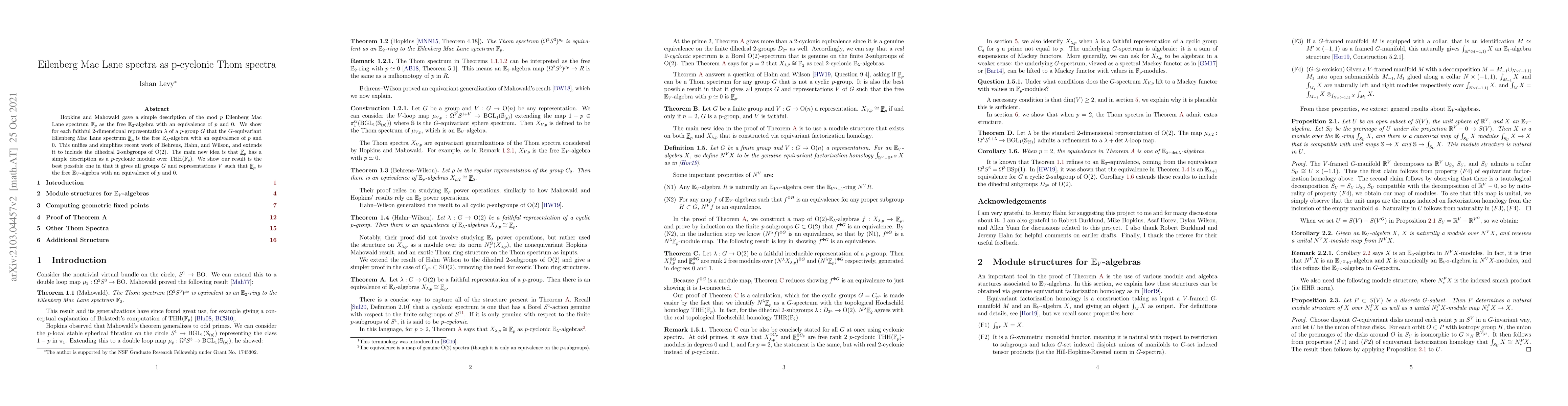 Thumbnail for Eilenberg Mac Lane spectra as p-cyclonic Thom spectra
