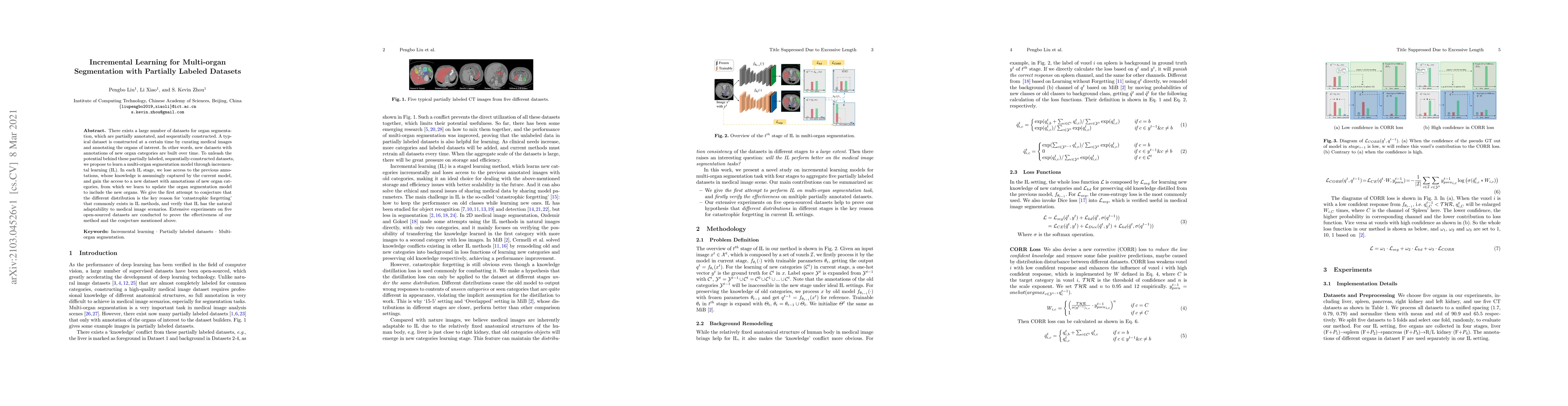 Thumbnail for Incremental Learning for Multi-organ Segmentation with Partially Labeled
  Datasets