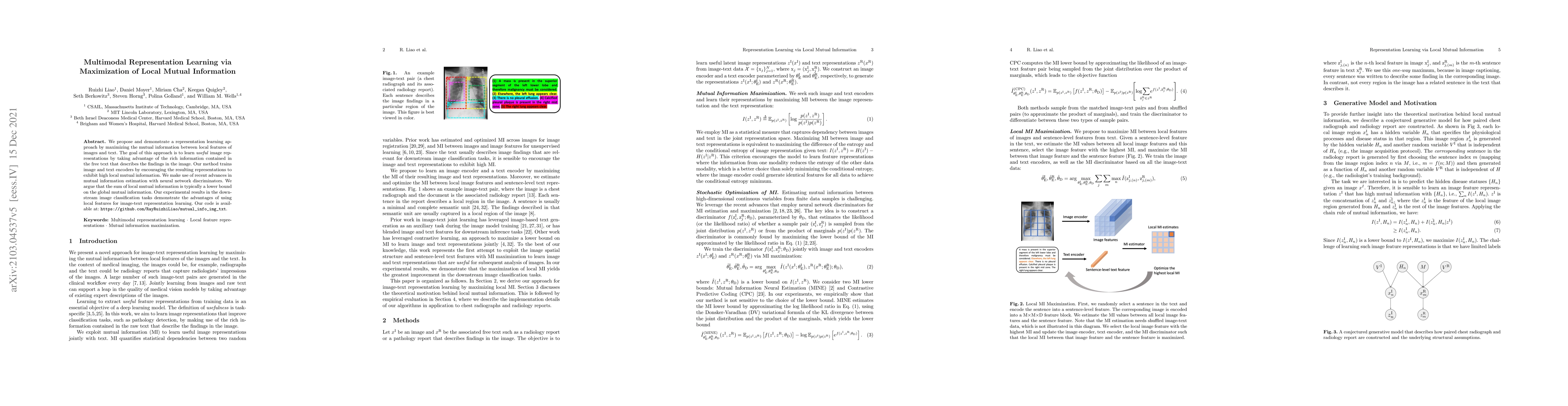 Thumbnail for Multimodal Representation Learning via Maximization of Local Mutual
  Information