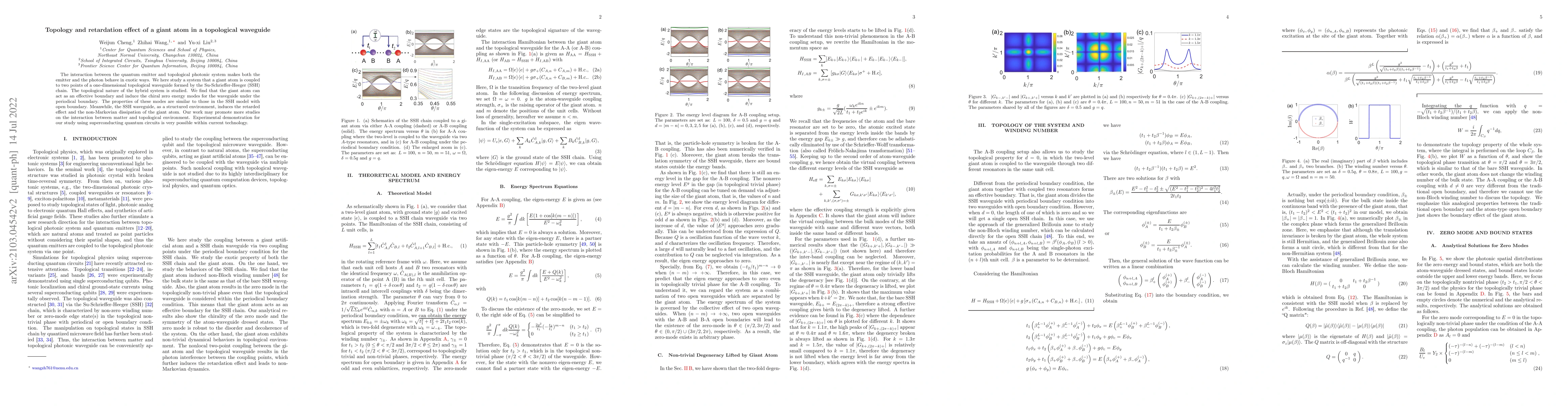 Thumbnail for Topology and retardation effect of a giant atom in a topological
  waveguide