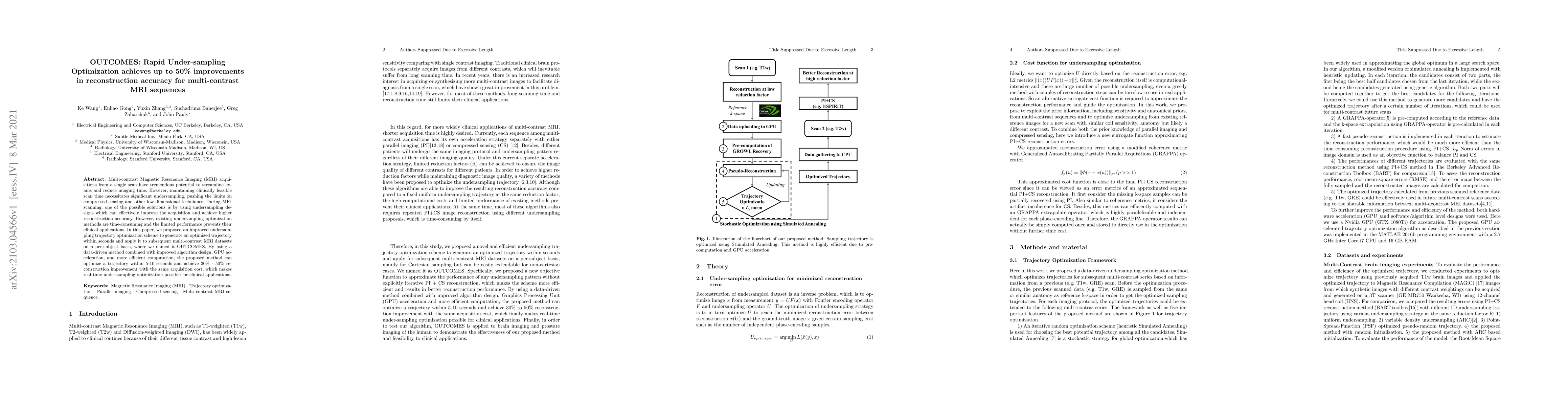 Thumbnail for OUTCOMES: Rapid Under-sampling Optimization achieves up to 50%
  improvements in reconstruction accuracy for multi-contrast MRI sequences