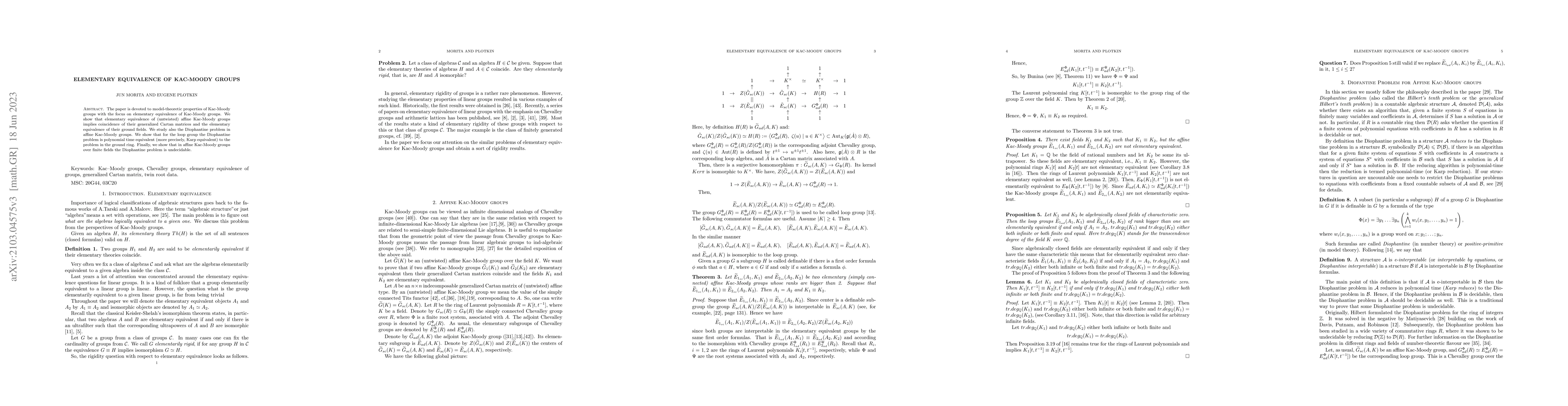 Thumbnail for Elementary equivalence of Kac-Moody groups