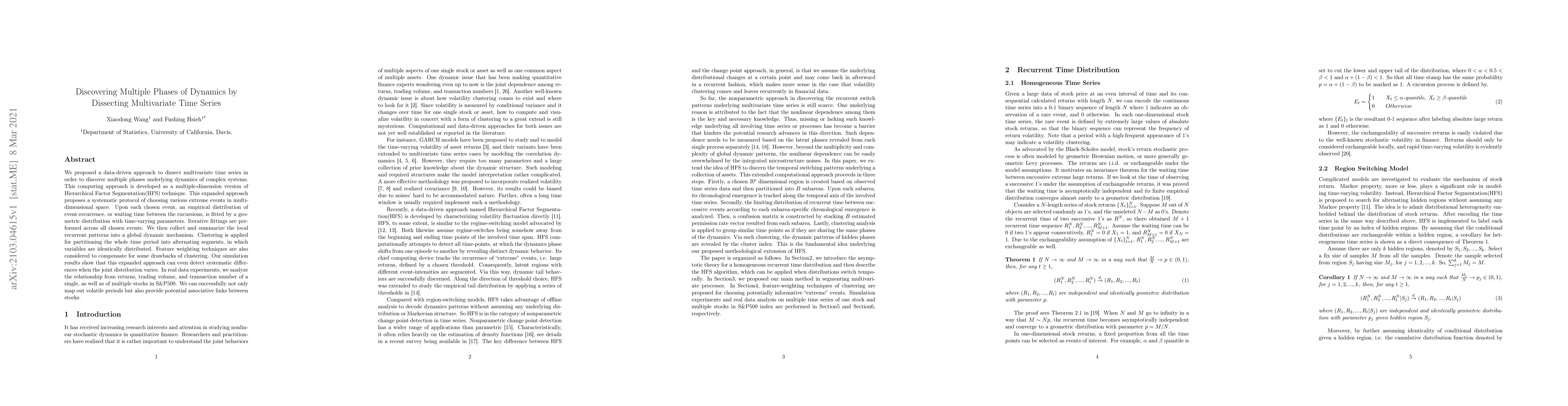 Thumbnail for Discovering Multiple Phases of Dynamics by Dissecting Multivariate Time
  Series