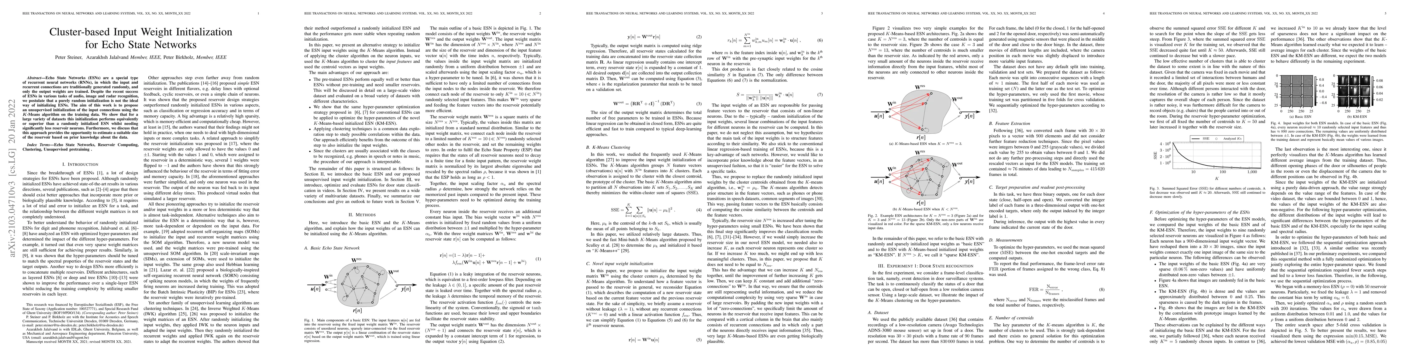 Thumbnail for Cluster-based Input Weight Initialization for Echo State Networks