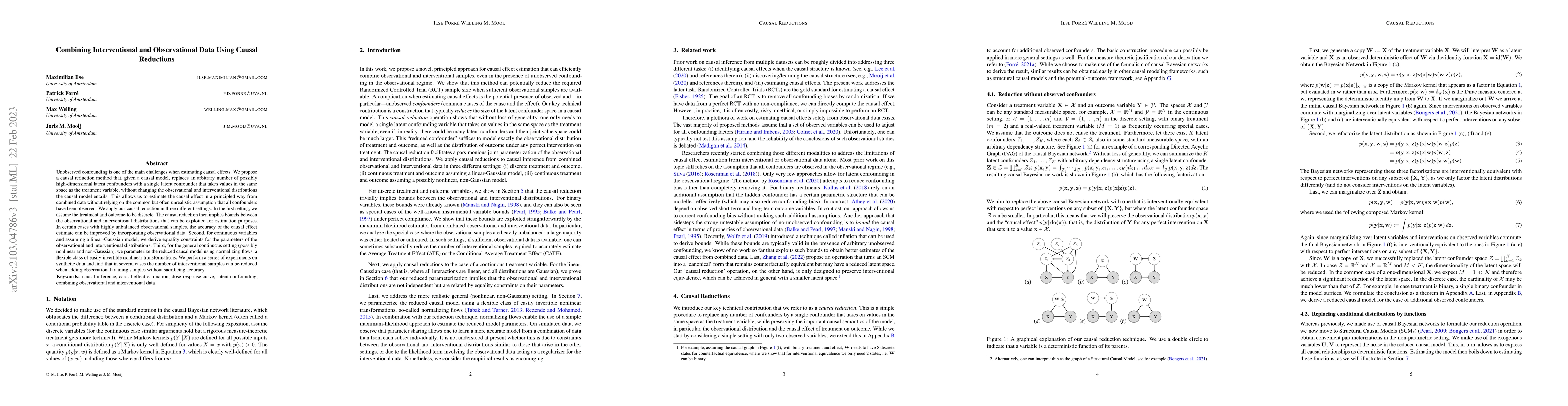 Thumbnail for Combining Interventional and Observational Data Using Causal Reductions