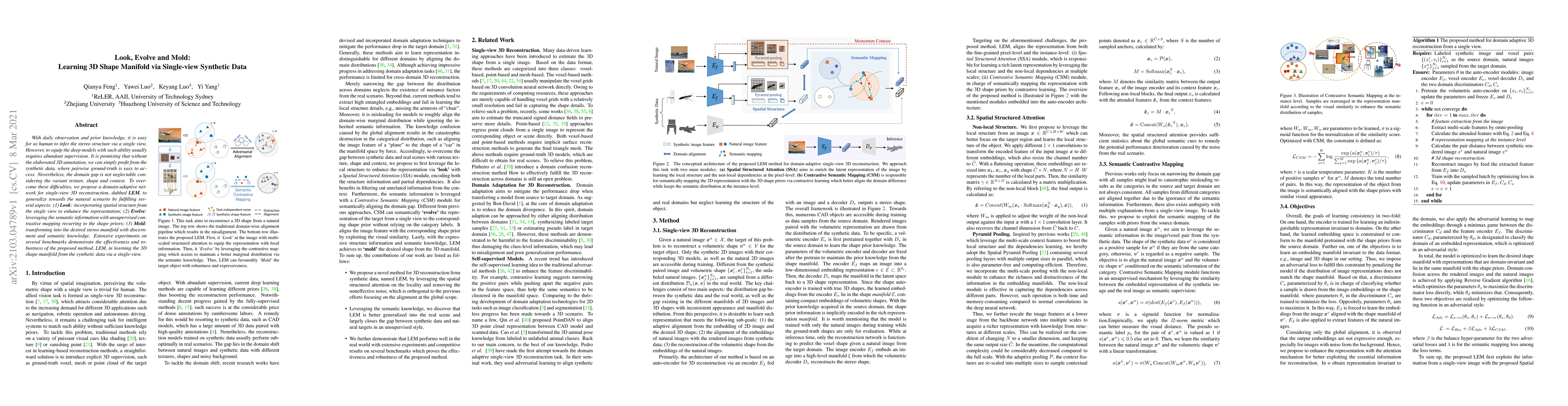 Thumbnail for Look, Cast and Mold: Learning 3D Shape Manifold from Single-view
  Synthetic Data