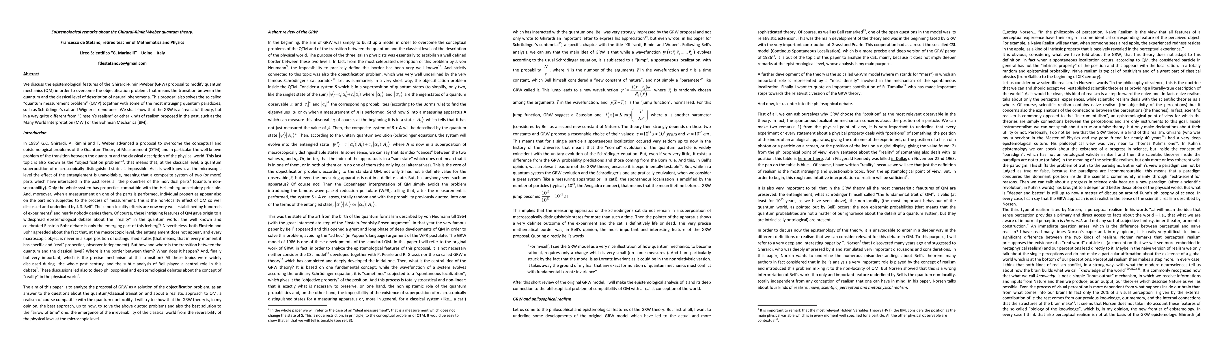 Thumbnail for Epistemological remarks about the Ghirardi-Rimini-Weber quantum theory