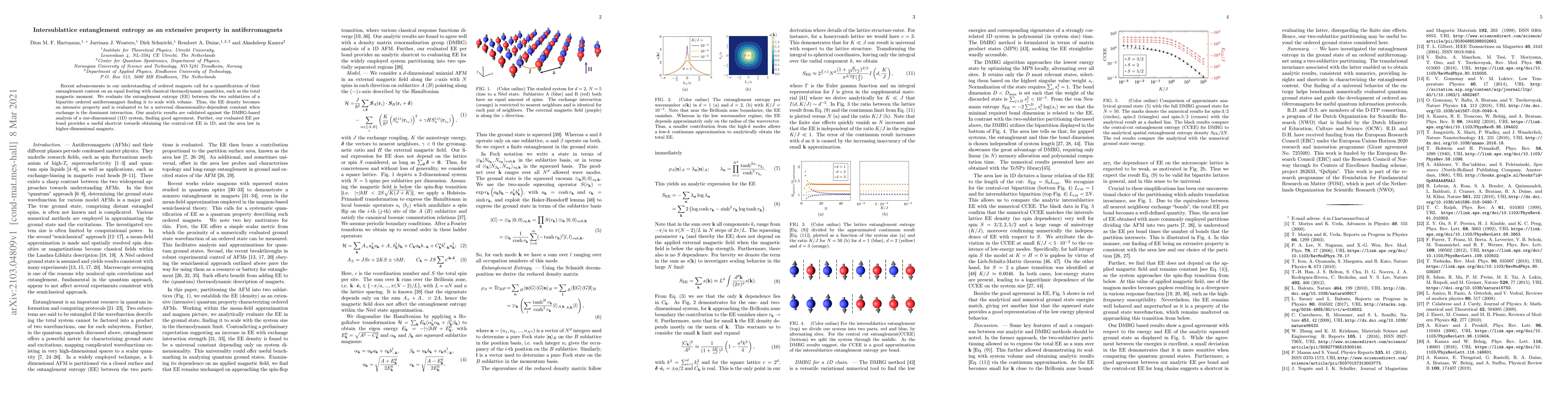 Thumbnail for Intersublattice entanglement entropy as an extensive property in
  antiferromagnets