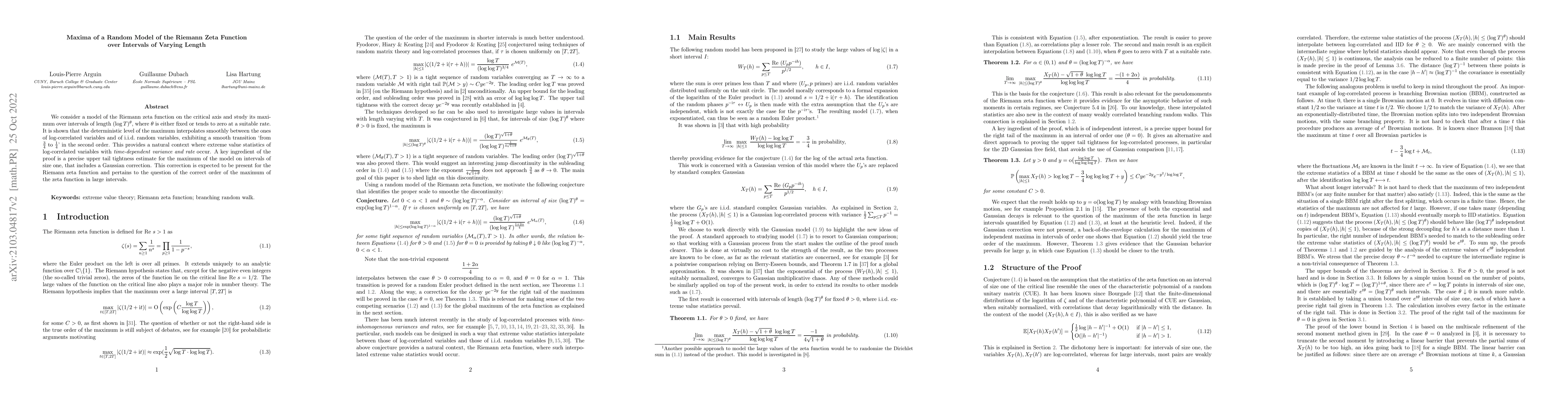 Thumbnail for Maxima of a Random Model of the Riemann Zeta Function over Intervals of
  Varying Length