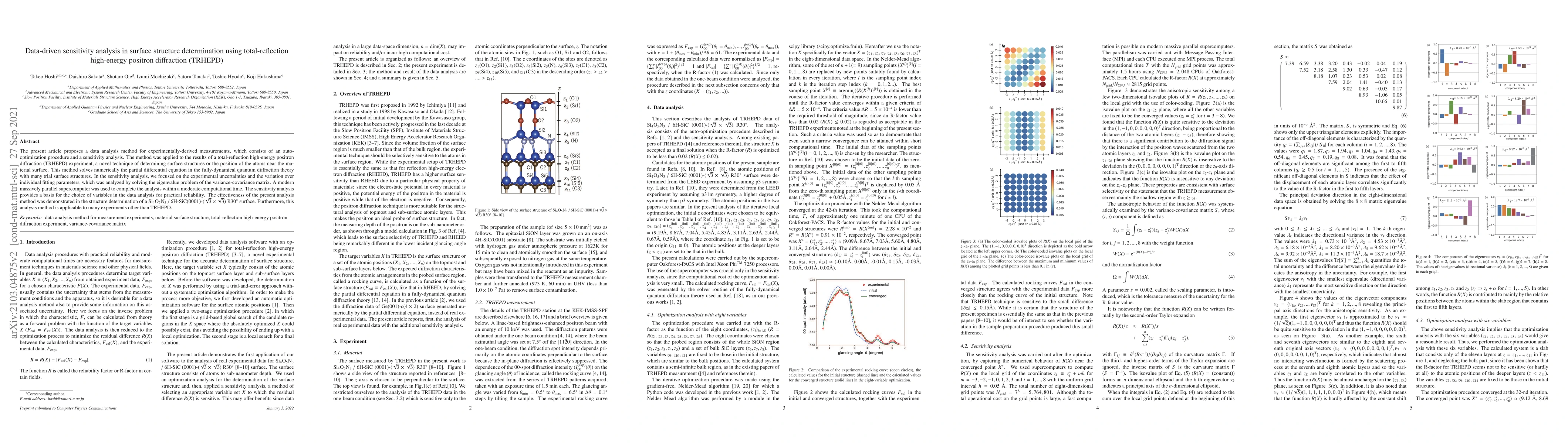 Thumbnail for Data-driven sensitivity analysis in a total-reflection high-energy
  positron diffraction (TRHEPD) experiment of the Si$_4$O$_5$N$_3$ / 6H-SiC
  (0001)-($\sqrt{3} \times \sqrt{3}$) R30$^\circ$