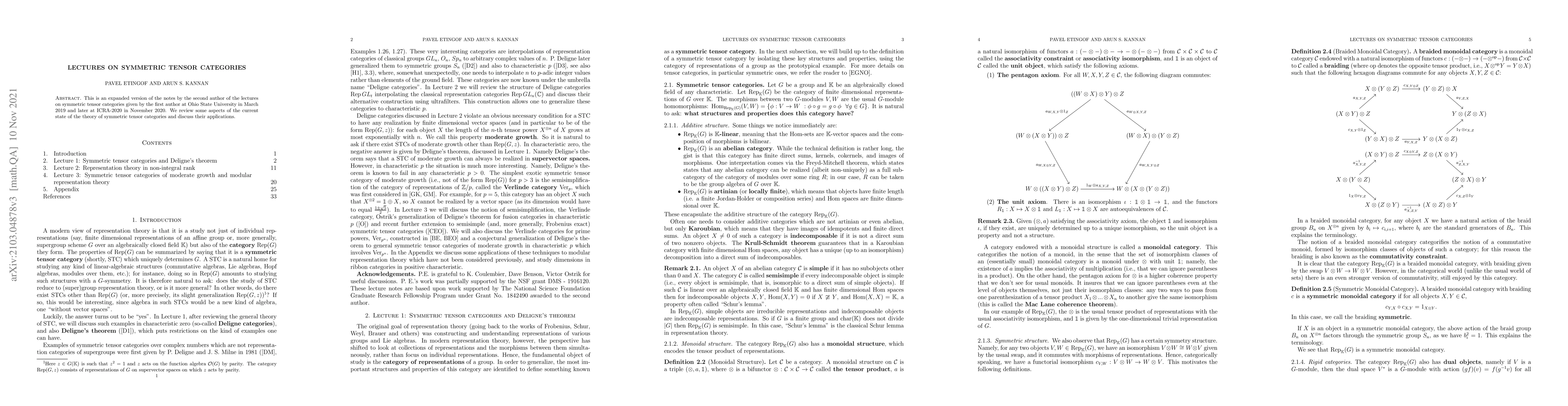 Thumbnail for Lectures on Symmetric Tensor Categories