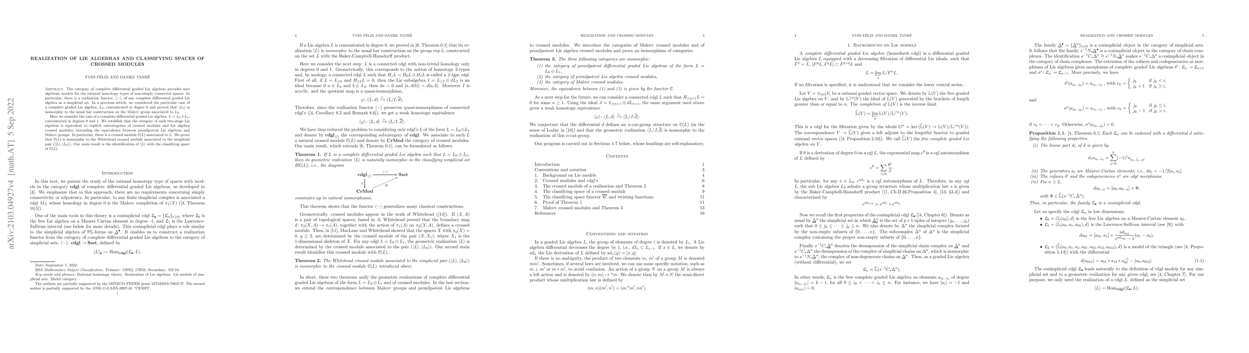 Thumbnail for Realization of Lie algebras and classifying spaces of crossed modules