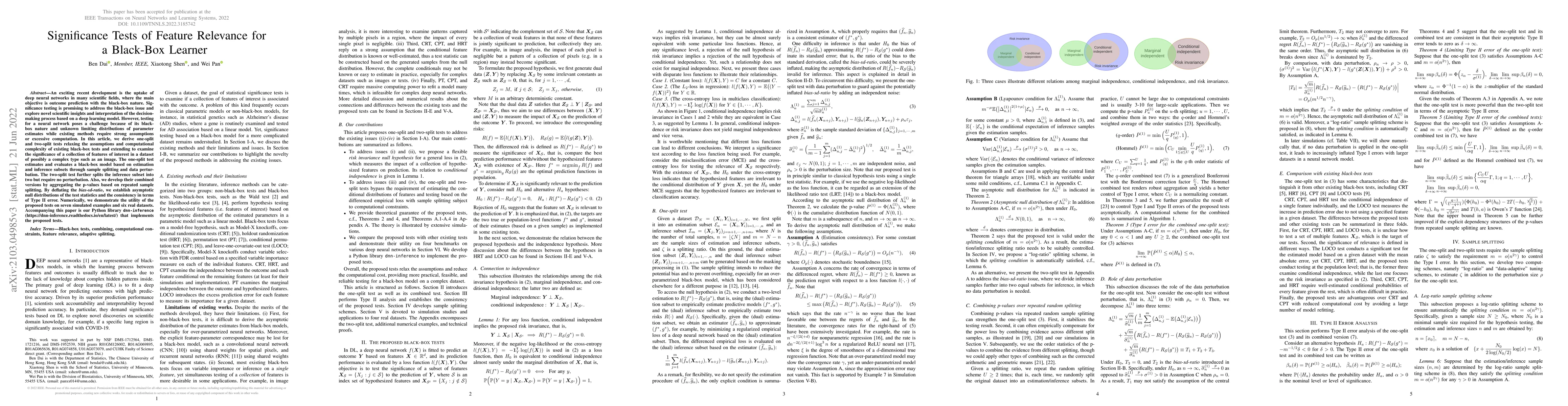 Thumbnail for Significance tests of feature relevance for a black-box learner