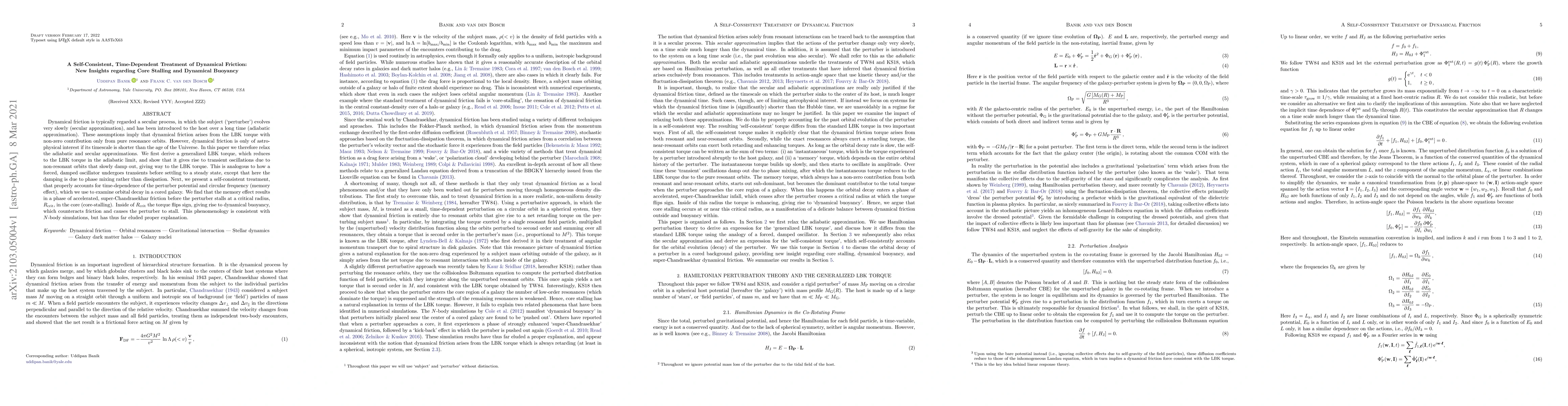 Thumbnail for A Self-Consistent, Time-Dependent Treatment of Dynamical Friction: New
  Insights regarding Core Stalling and Dynamical Buoyancy