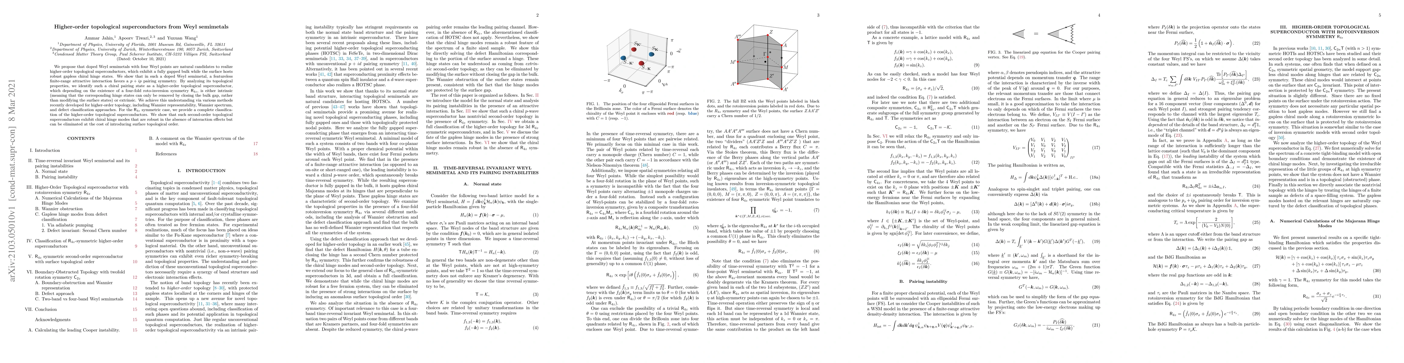Thumbnail for Higher-order topological superconductors from Weyl semimetals