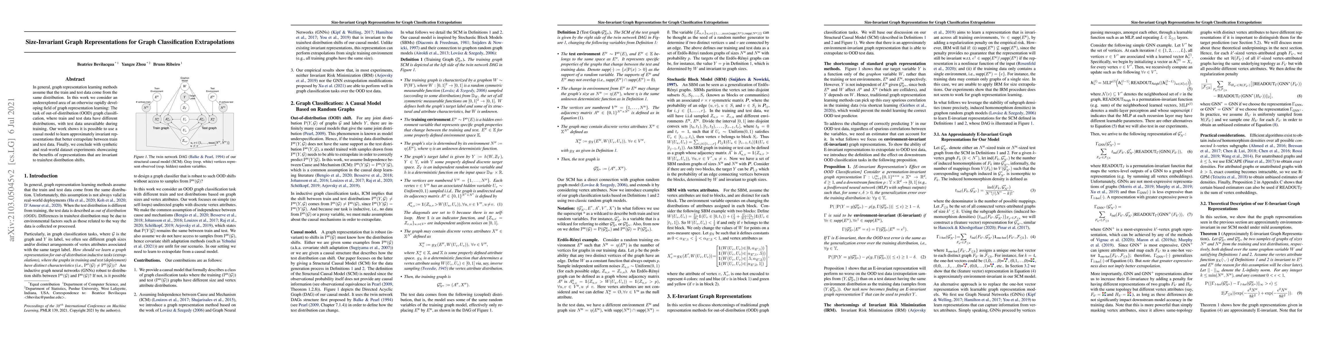 Thumbnail for Size-Invariant Graph Representations for Graph Classification
  Extrapolations
