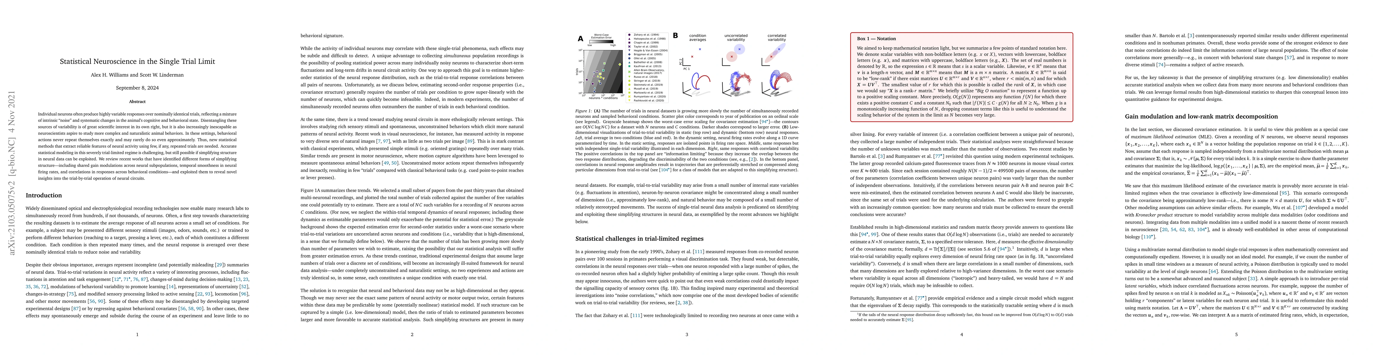 Thumbnail for Statistical Neuroscience in the Single Trial Limit