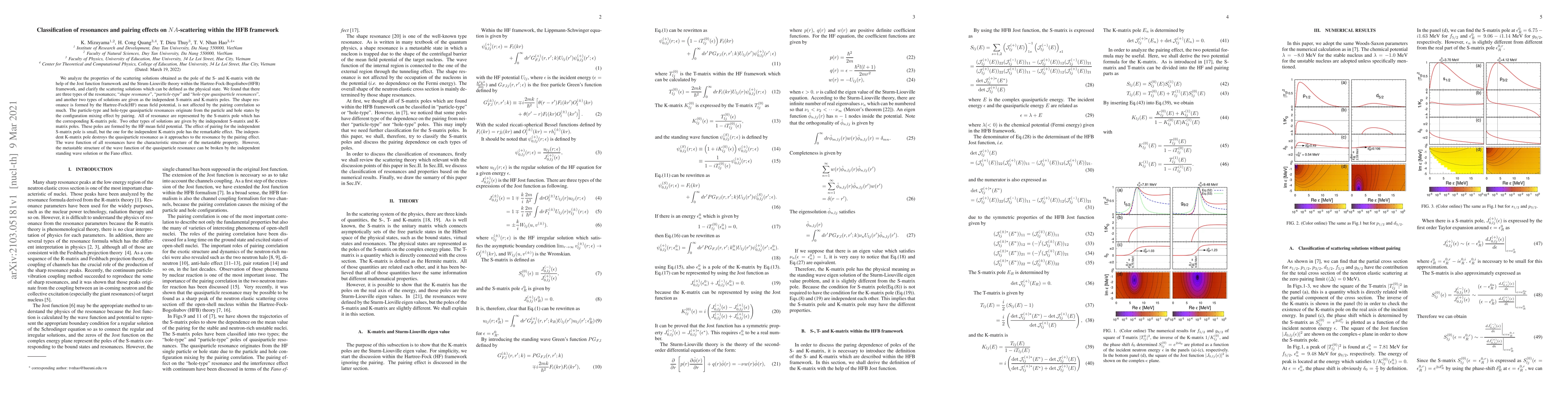 Thumbnail for Classification of resonances and pairing effects on $NA$-scattering
  within the HFB framework