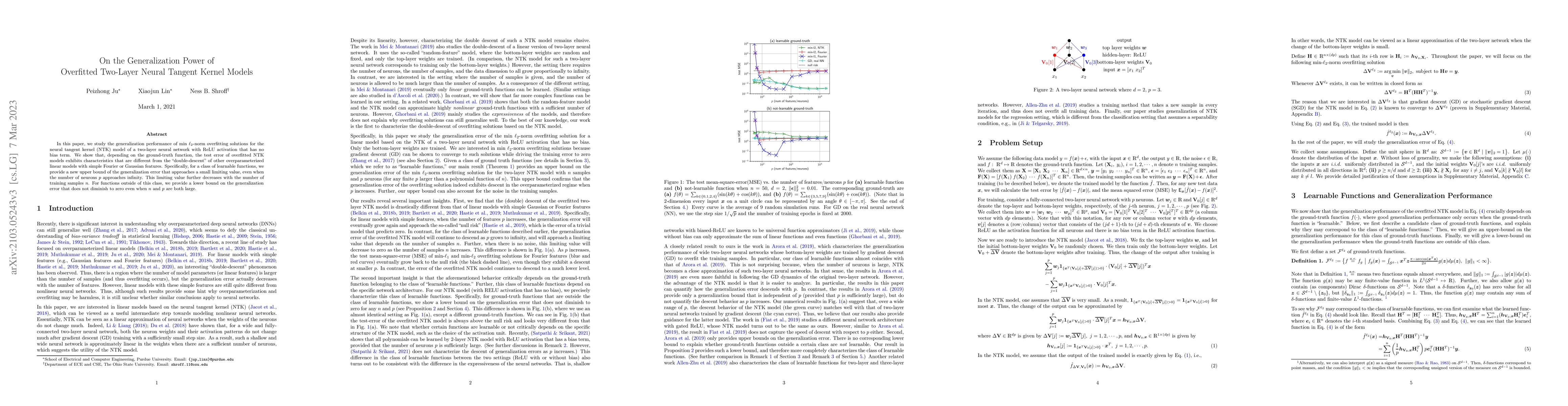 Thumbnail for On the Generalization Power of Overfitted Two-Layer Neural Tangent
  Kernel Models