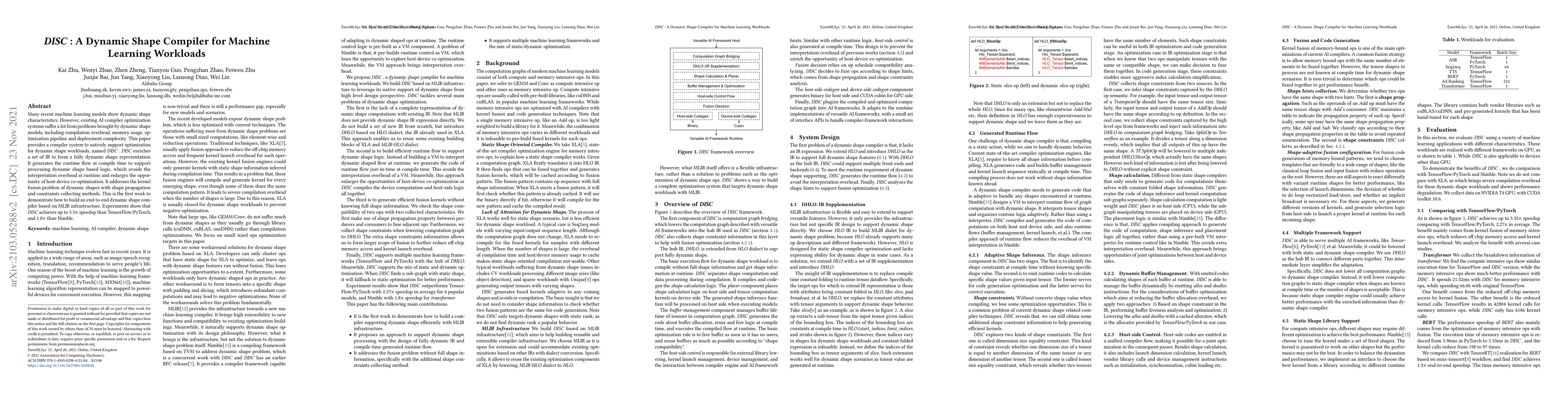 Thumbnail for DISC: A Dynamic Shape Compiler for Machine Learning Workloads