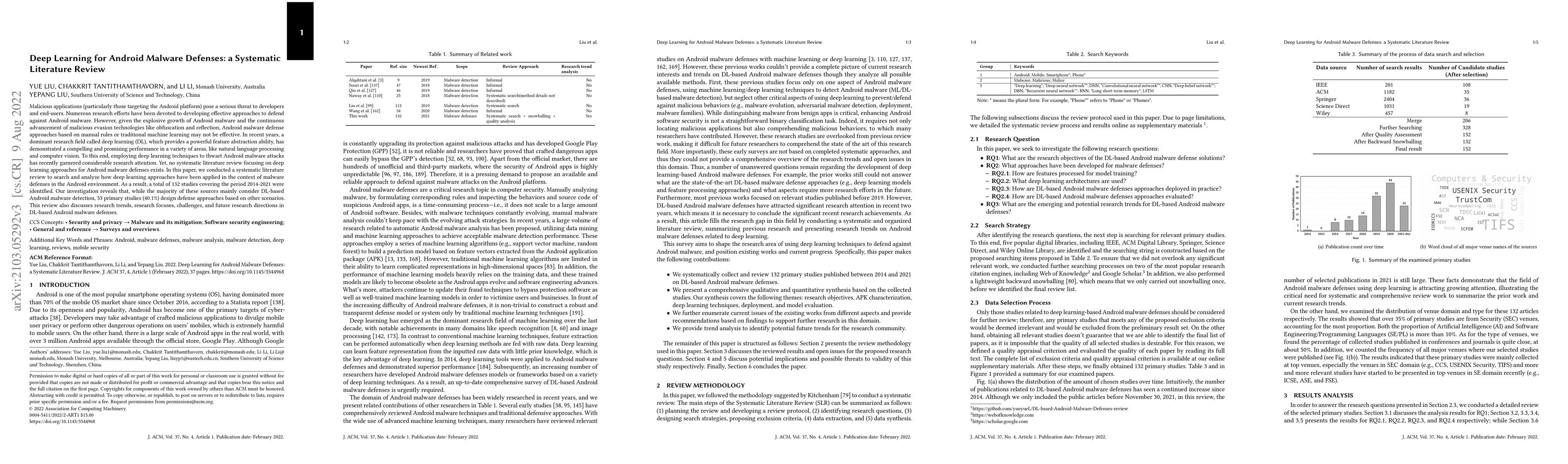 Thumbnail for Deep Learning for Android Malware Defenses: a Systematic Literature
  Review