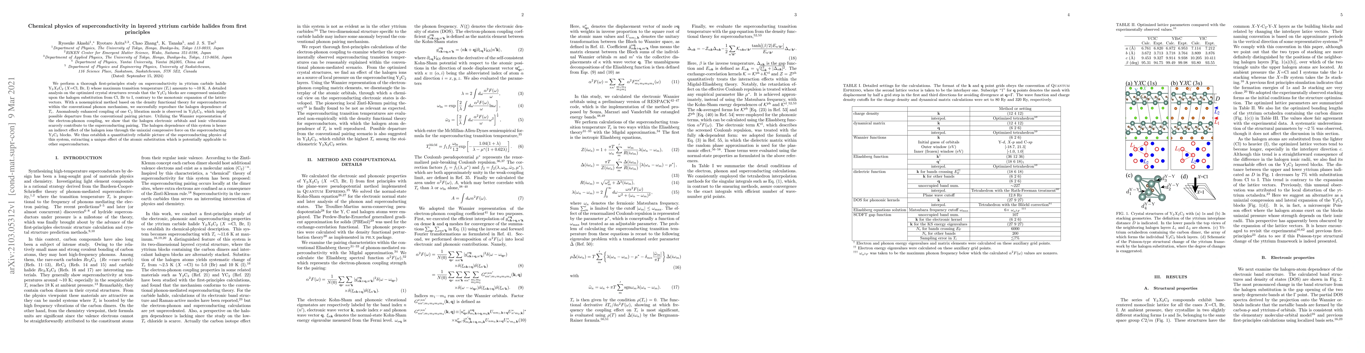 Thumbnail for Chemical physics of superconductivity in layered yttrium carbide halides
  from first principles