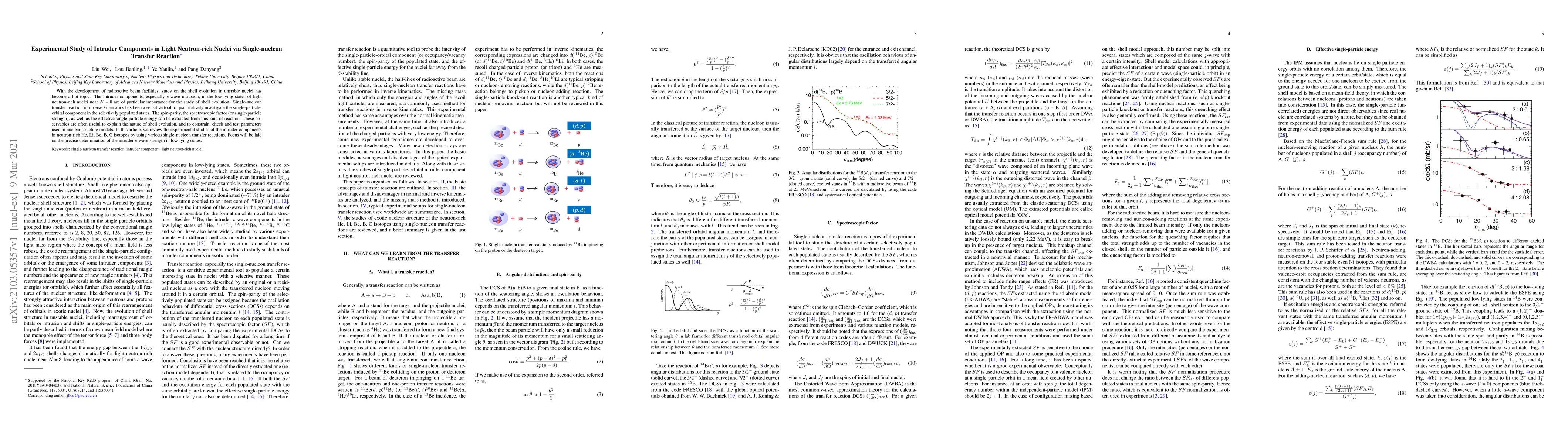 Thumbnail for Experimental study of intruder components in light neutron-rich nuclei
  via single-nucleon transfer reaction